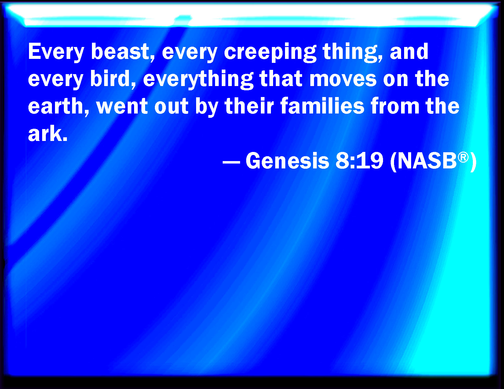 Genesis 819 Every beast, every creeping thing, and every fowl, and