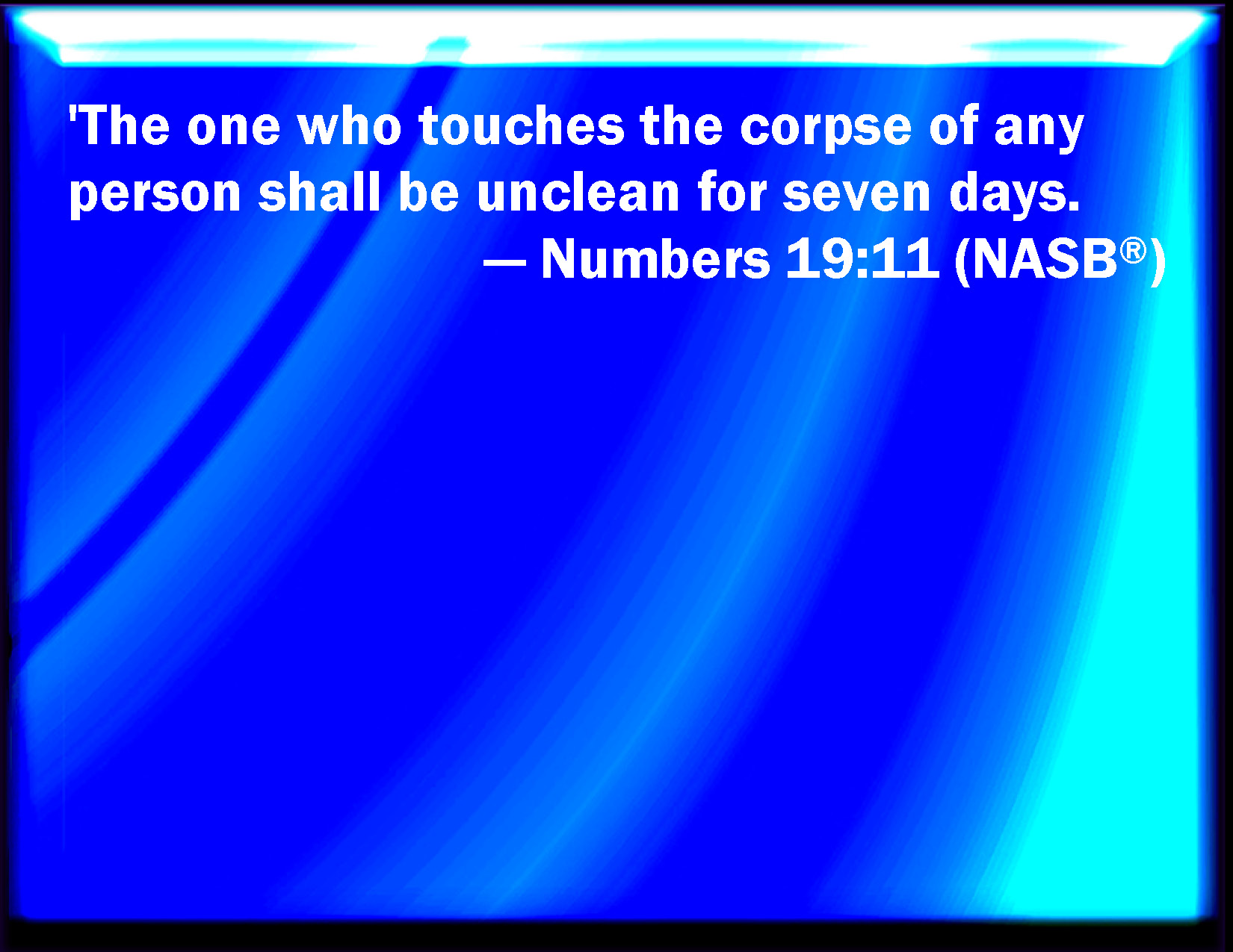 Numbers 1911 He that touches the dead body of any man shall be unclean